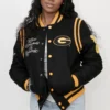 Grambling state tigers ribbed knitted black wool bomber varsity jacket