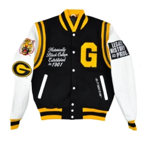 Grambling state university motto 20 black white wool leather varsity jacket 1