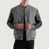 Gray and black varsity letterman jacket 2