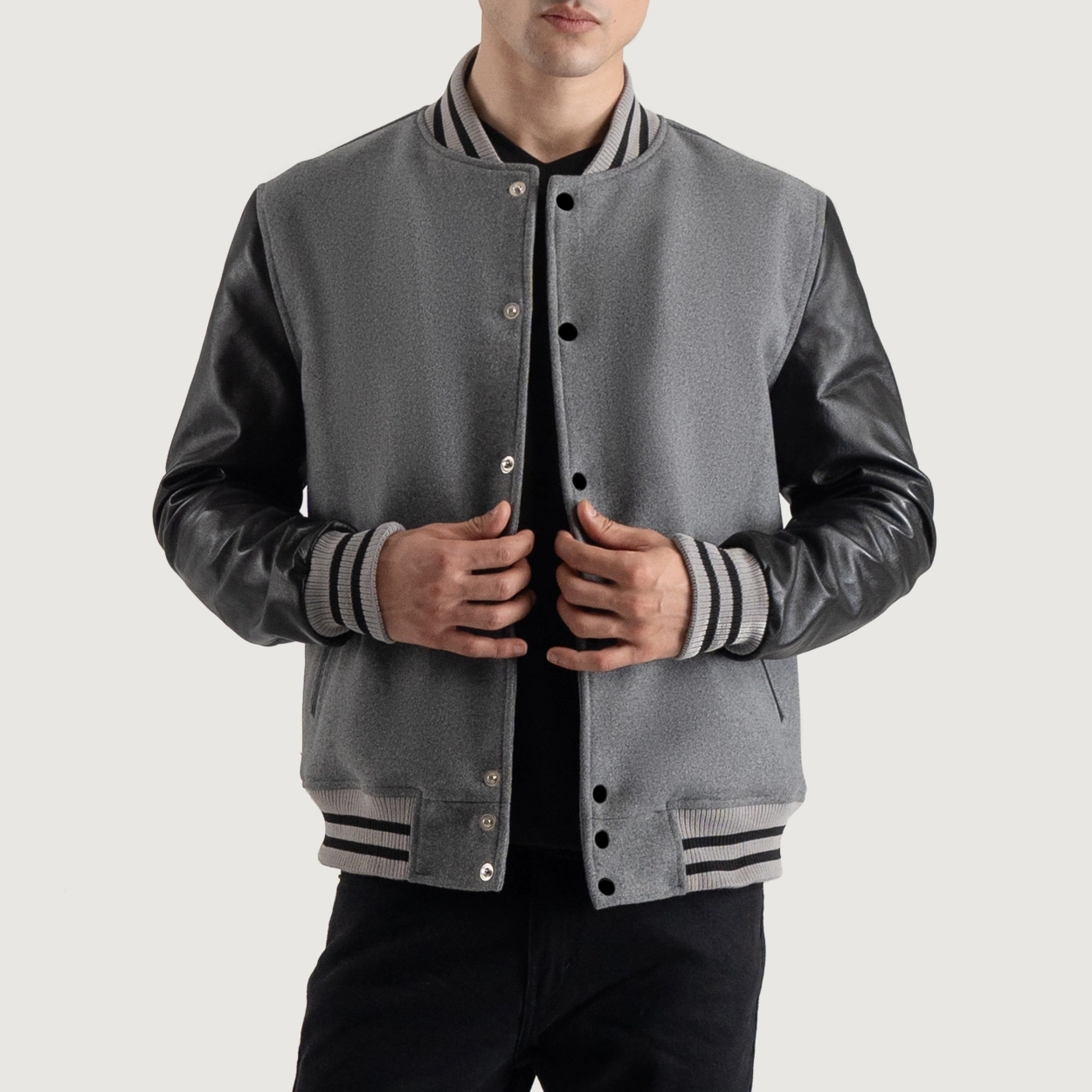 Gray and black varsity letterman jacket 2