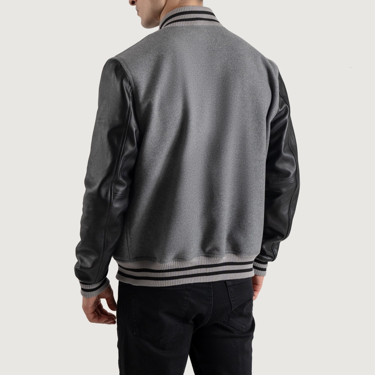 Gray and black varsity letterman jacket 3