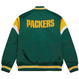 Green bay packers cooperstown full snap satin varsity jacket 2