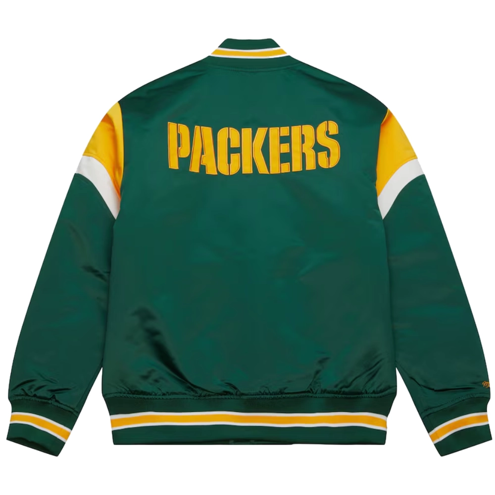 Green bay packers cooperstown full snap satin varsity jacket 2