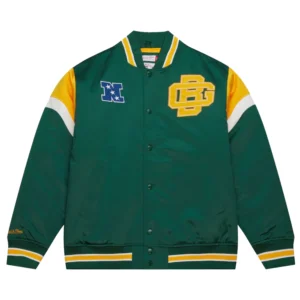 Green bay packers cooperstown full snap satin varsity jacket 3