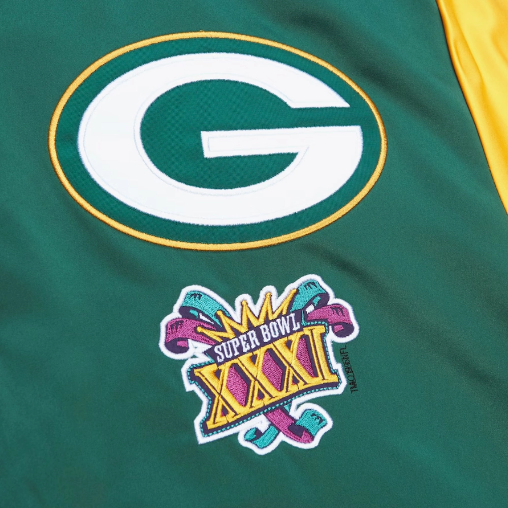 Green bay packers cooperstown full snap satin varsity jacket 5