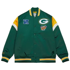 Green bay packers cooperstown full snap satin varsity jacket 7