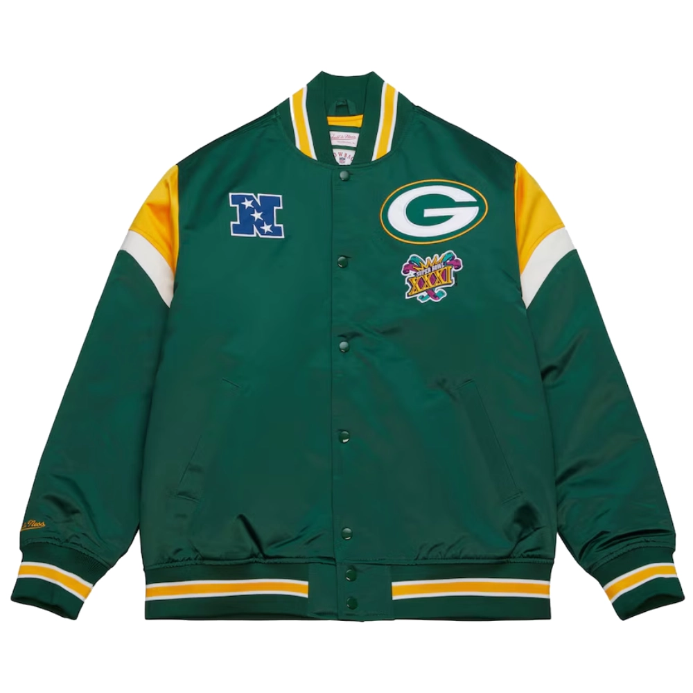Green bay packers cooperstown full snap satin varsity jacket 7