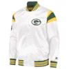 Green bay packers full snap satin varsity jacket white 1