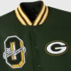Green bay packers green grey full snap wool front detail