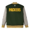 Green bay packers green grey full snap wool varsity jacket