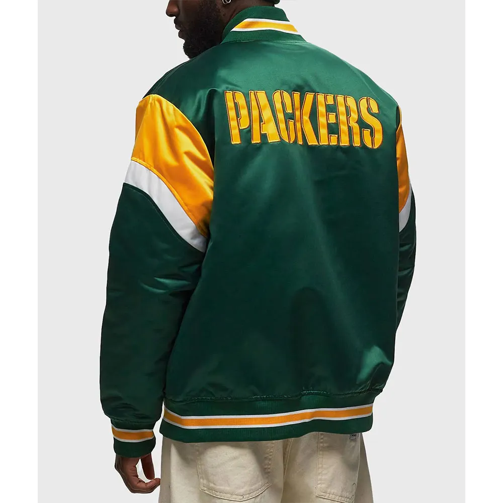 Green bay packers heavyweight satin jacket