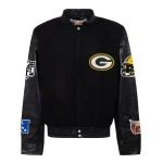 Green Bay Packers Black Wool/Leather Jacket