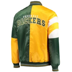 Green bay packers leader satin varsity jacket yellow green 4 00