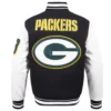 Green bay packers mashup wool leather varsity jacket black 5