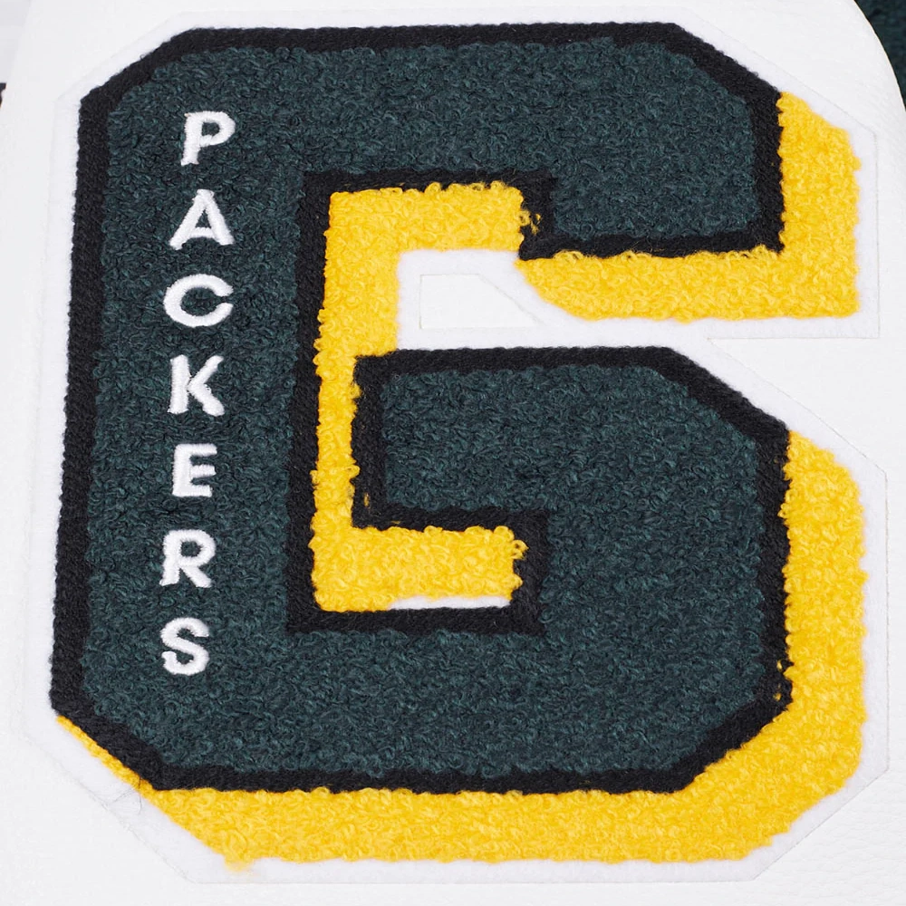 Green bay packers mashup wool leather varsity jacket black