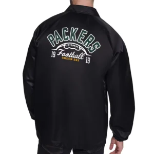 Green bay packers retro logo coaches black jacket