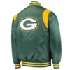 Green bay packers starter prime time satin varsity jacket green 1