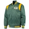 Green bay packers starter prime time satin varsity jacket green 2
