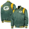 Green bay packers starter prime time satin varsity jacket green 3