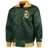 Green bay packers the offensive satin varsity jacket green 1