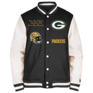 Green bay packers third down 20 full snap varsity jacket blackwhite 1 1
