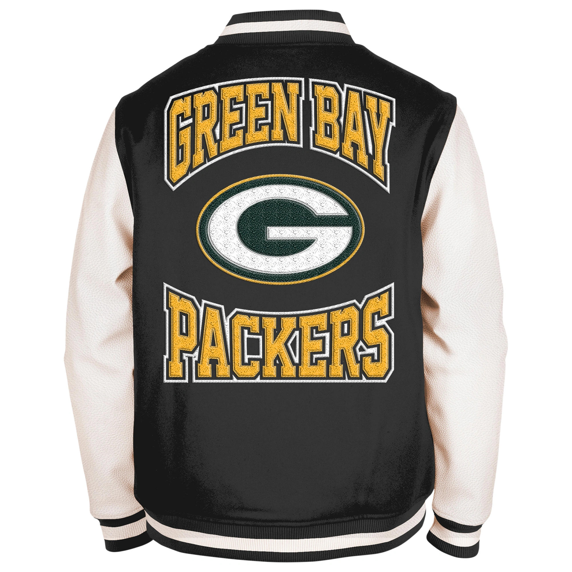 Green bay packers third down 20 full snap varsity jacket blackwhite 2 1