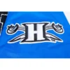 Hampton pirates classic rib knitted blue patch jacket