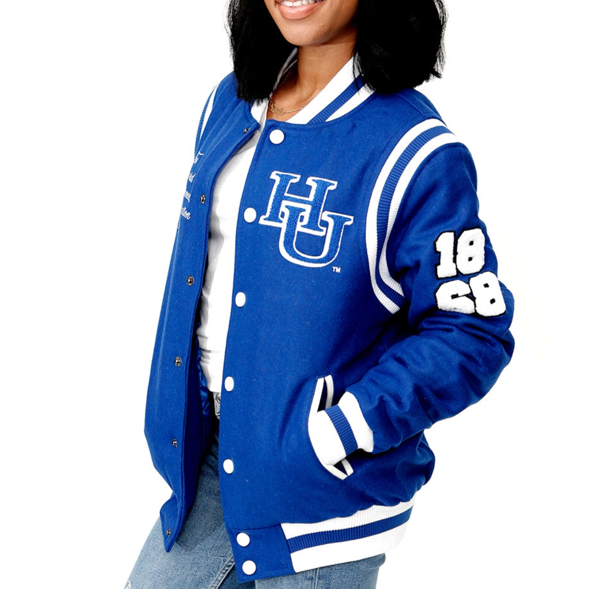 Hampton pirates collegiate luxe wool varsity jacket