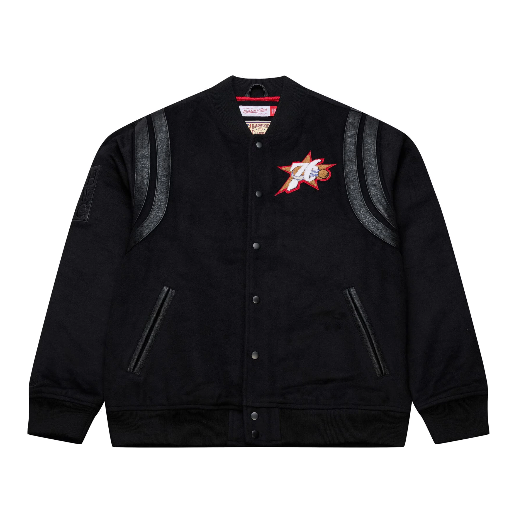 Hardwood black walk the tunnel philadelphia 76ers jacket