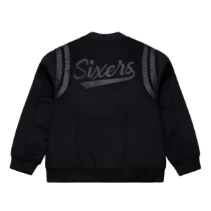 Hardwood black walk the tunnel philadelphia 76ers wool jacket