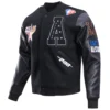 Hbcu all star eastwest logo black wool leather varsity jacket