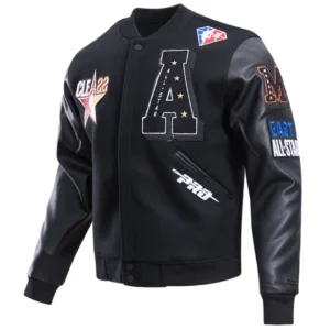 Hbcu all star eastwest logo black wool leather varsity jacket