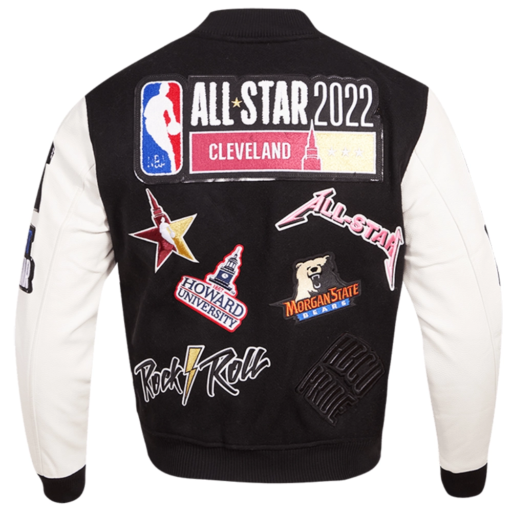 Hbcu all star wool leather varsity black jacket