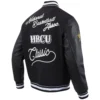 Hbcu x nba all star 2024 black wool leather jacket
