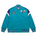 Charlotte Hornets Cooperstown Heavyweight Sea Blue Satin Jacket