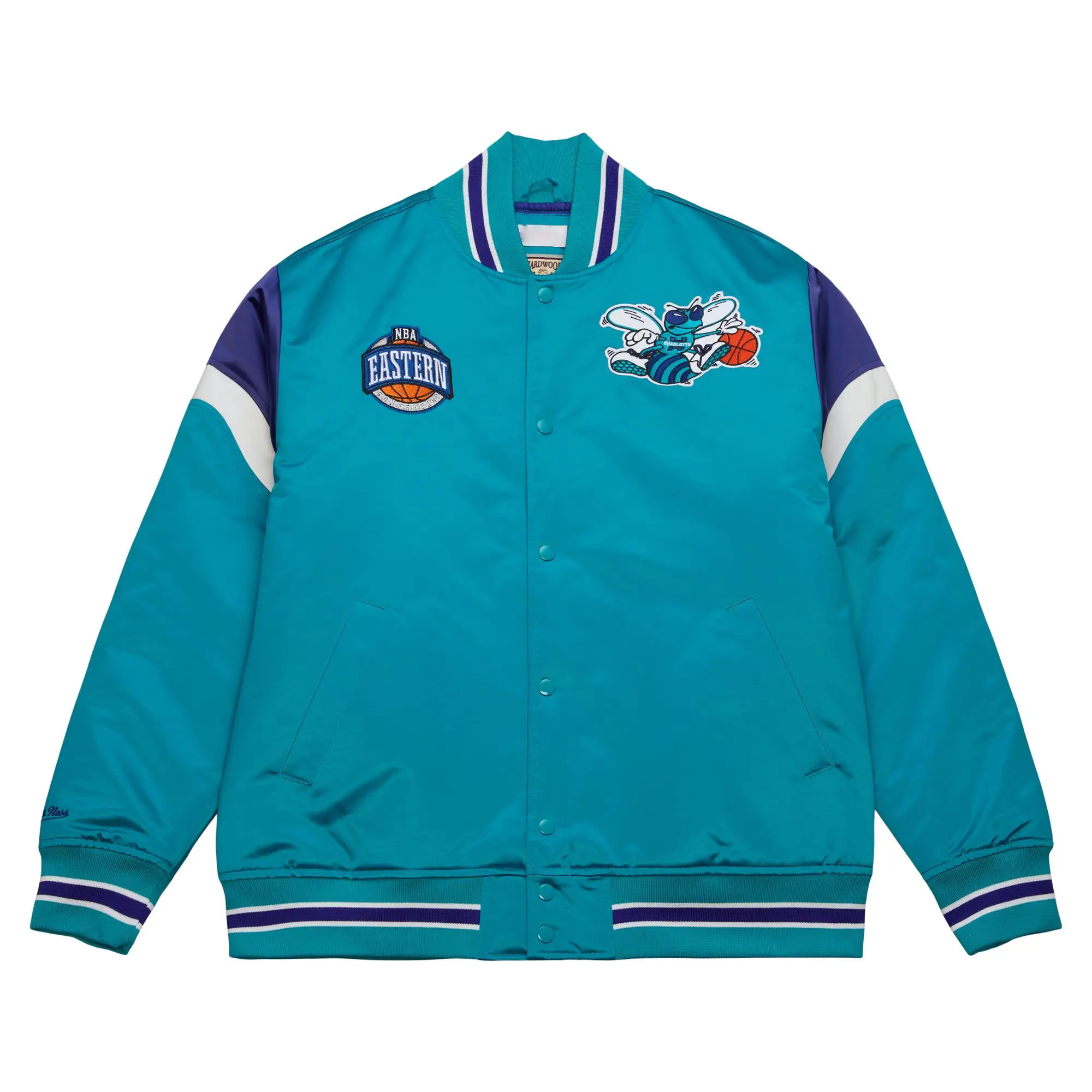 Heavyweight satin varsity jacket charlotte hornets 1 1