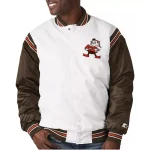 Cleveland Browns The Enforcer White/Brown Satin Jacket