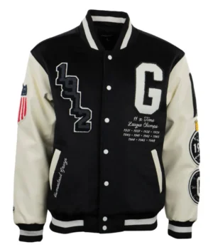 Homestead grays vintage blackwhite wool leather varsity jacket 1