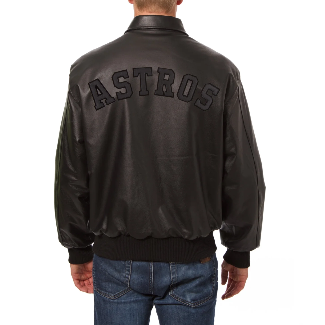 Houston astros full leather bomber varsity jacket black 2