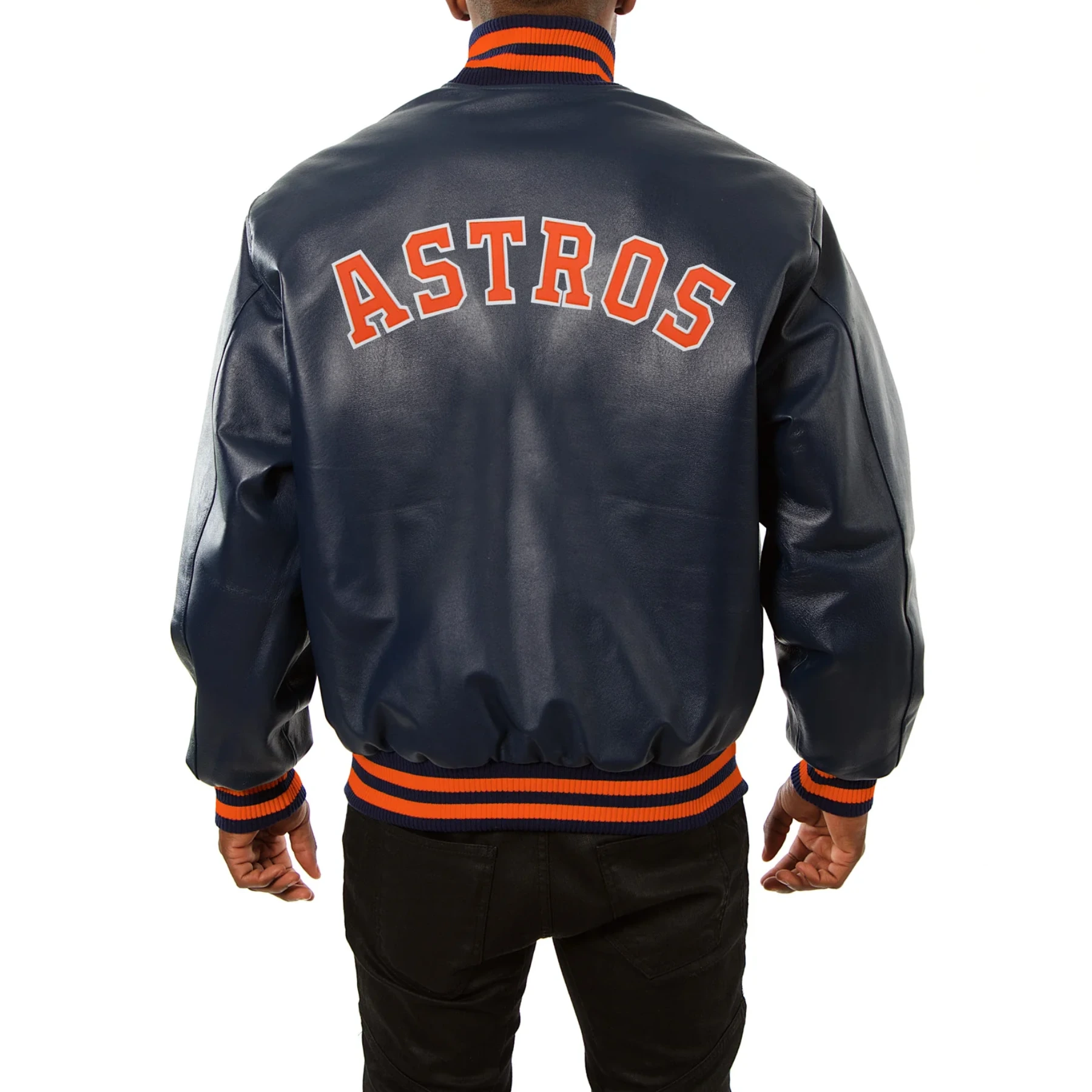 Houston astros full real leather varsity jacket navy 2