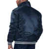 Houston astros full satin varsity trucker jacket navy 1 1