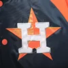 Houston astros lead off full snap satin varsity jacket navy orange