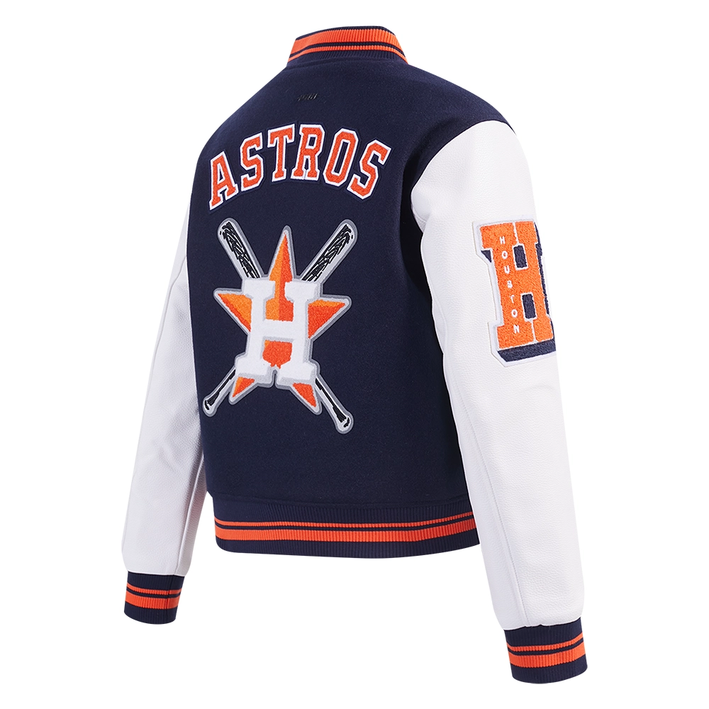 Houston astros mashup womens rib wool varsity jacket navy 3white