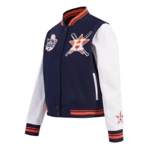 Houston astros mashup womens rib wool varsity jacket navy white 1