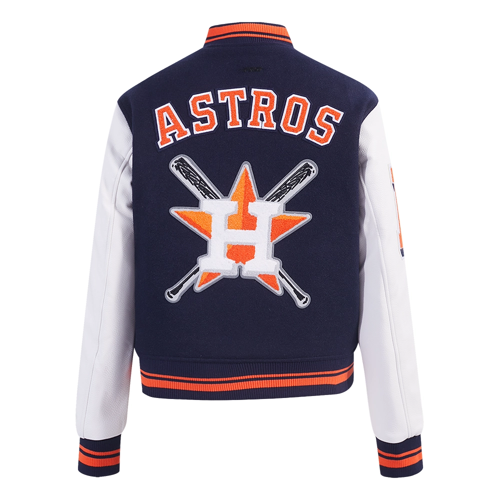 Houston astros mashup womens rib wool varsity jacket navy white 2