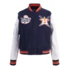 Houston astros mashup womens rib wool varsity jacket navy white 3
