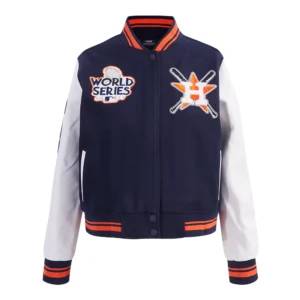 Houston astros mashup womens rib wool varsity jacket navy white 3