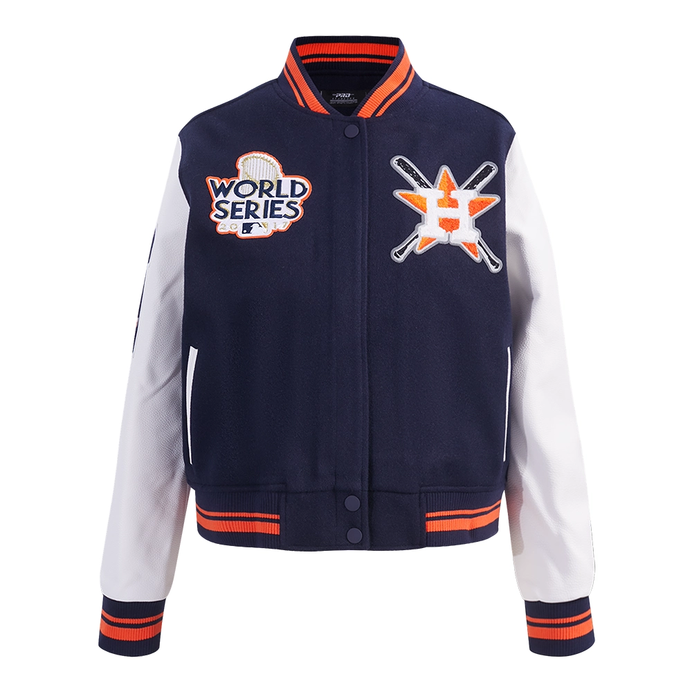 Houston astros mashup womens rib wool varsity jacket navy white 3