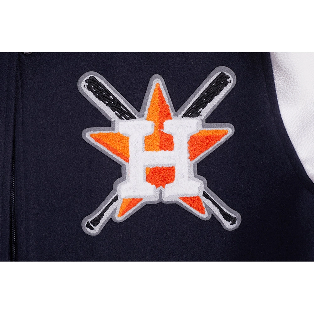 Houston astros mashup womens rib wool varsity jacket navy white