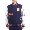 Houston astros old english rib wool leather varsity jacket navy white transformed